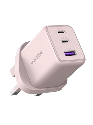 UGREEN USB C Charger 30W for iPhone 17 Pro Max Charger 3 Ports 38% Smaller Than Original GaN Fast iPhone Adapter Type C 4-Security Protection USB C Adapter for iPhone 16/15/14 Galaxy S26 iPad (Pink)