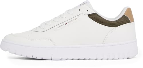 Tommy Hilfiger Uomo Sneakers Court Basket Core Lite Profilo Basso, Bianco (Ecru), 46