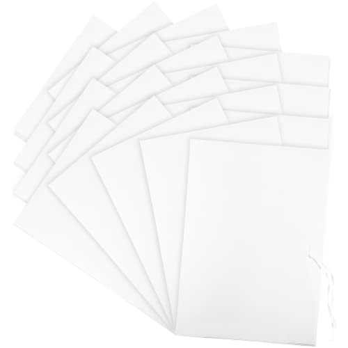 Netuno 25x Zeichenmappe A4 Weiß aus Graukarton mit Band 250g Einschlagmappe mit Bindeband Dreiflügelmappe Postmappe Heftmappe Sammelmappe Sammelbox Heftbox Karton Ordner Archivmappe