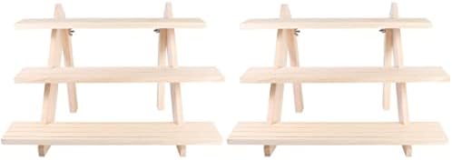 FOMIYES 2pcs Shoe Bangle Risers Earbob Necklace Showcase Shelves Stand - Watch Bracelet Girl Show with Organization Ring Wooden -layer Rack-layer Shelf Rustic Tray and Showing Pot Holder