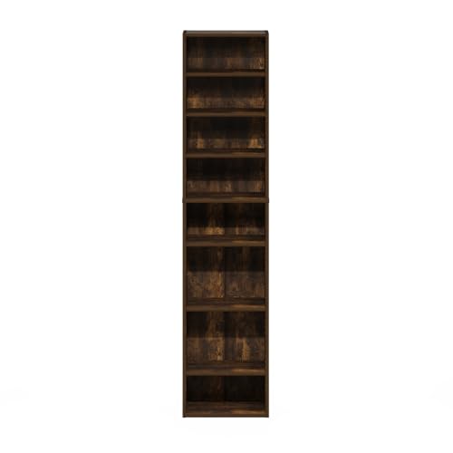 Image of Furinno Indo DVD Shelf, 8-Tier CD Rack, Media Shelf with Adjustable Shelves, DVD Storage Cabinets for CD Bluray Game Disc, Easy Assembly, for Living Room, Home Office, Amber Pine
