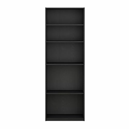 Furinno Jaya Book Shelf, 5-Tier Bookshelf, Tall Standing Bookcase with Adjustable Shelves, 9.5 x 24.5 x 71.2, for Living Room, Bedroom, Home Office, Darkwood - image 9