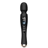 Cordless Massager with LCD Display, Personal Massager for Pain Relief, Powerful 12 Vibrating Massage Wand, Black