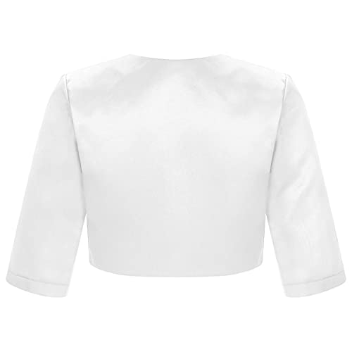 YiZYiF Kids Girls Flower Girl Bolero Satin Shrug Cardigan Short Jacket for Wedding Party Bridesmaid Dresses2