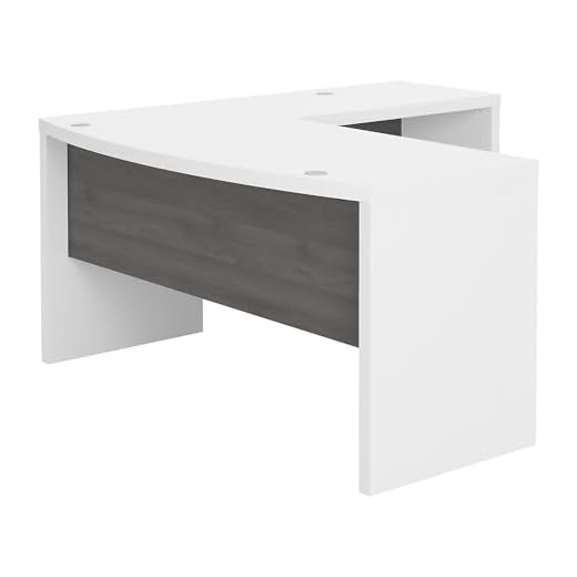 Bush Business Furniture Echo L Shaped Bow Front Desk, 60W, Pure White and Modern Gray