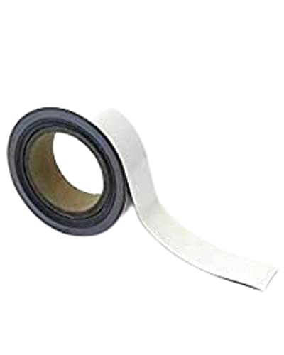 Magnetic Steel Easy-Wipe Tape, Thin & Flexible, Cut to Fit Strip, Strong Magnetic Tape, High Visible Identification, Suitable For All Non-Magnetic Surfaces - White - H.40mm x W.10M
