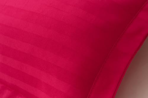Image of 180 TC Pillow Cover Set of 2 | Pillow Cover Cotton 100% | Pillow Cover Set of 2 King Size | Wrinkle Free & Fade Resistance | Striped Pattern | Standard Size | All Season Use (Magenta)