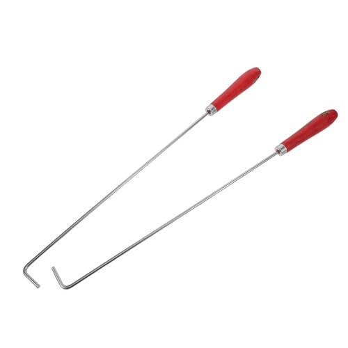 TOYANDONA 2pcs Outdoor Fire Poker with Heat Resistant Wooden Handles Heavy Duty Stainless Steel Fire Pit Tools for Campfire Fireplace Wood Stove for Safe Log and Coal Repositioning