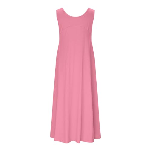 Vestido feminino de verão outono sem mangas gola redonda maxi longo com fenda regata básico alto bai