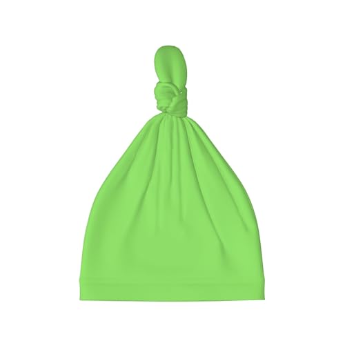 Newborn Baby Hat, Solid Color Light Green Print Soft Top Knot Beanie Cap, Cute Baby Headwear for 0-6 Months