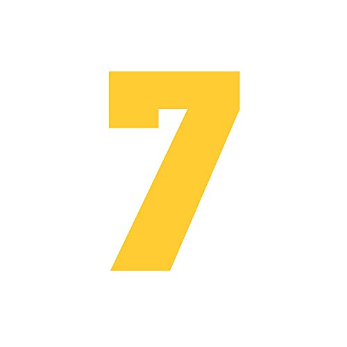3" Tall Single Number 7 Iron On Heat Transfer for Football Baseball Jersey Sports T-Shirt Yellow