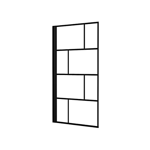 Marwell Bricks - Mampara plegable para bañera (140 x 80 cm, cristal de seguridad de 4 mm, marco de aluminio de, color negro)