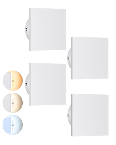 EDISHINE 4 Pack LED Outdoor Wall Light, Small Square Modern White Sconces - image 8