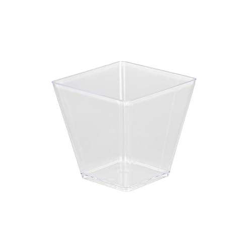 Image of Restaurantware-5 Ounce Kova Cups, 100 Square Medium Appetizer Cups - Durable, Disposable, Clear Plastic Parfait Cup, Serve Mousse, Puddings, Or Samples, For Weddings Or Parties