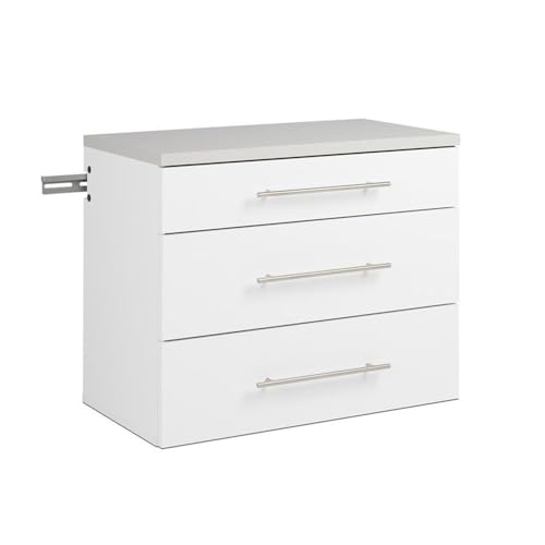 Image of Prepac HangUps Storage Cabinets, Wall Mounted Upper Storage Cabinet (30 inchx24 inchx16 inch) and a 3 drawer wall mounted base cabinet (30 inchx24 inchx16 inch), White