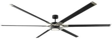 Monte Carlo 6LFR96MBKD Loft Energy Star Industrial 96" Outdoor Ceiling Fan with LED Light Kit & Remote, 6 Aluminum Blades, Midnight Black