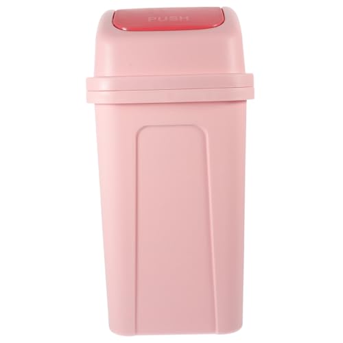Poubelle avec couvercle basculant pratique et grande capacité en plastique rose