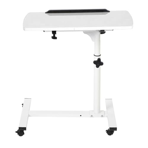 Bureau portable pour ordinateur portable blanc compact roulette hauteur réglable - 2
