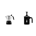 Bialetti New Brikka, Aluminium, Kaffeemaschine für Kaffee mit Doppelrahm, 2 Tassen & Tutto Crema Milchaufschäumer 3 Tassen mit Doppelsieb für einen stabilen Milchschaum, 0.5 L, schwarz