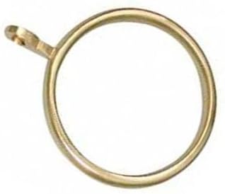 Van Dyke's Restoration Solid Brass Café Curtain Rings with Handmade Metal Hooks (Pack of 10) - Polished Brass, 3/4"