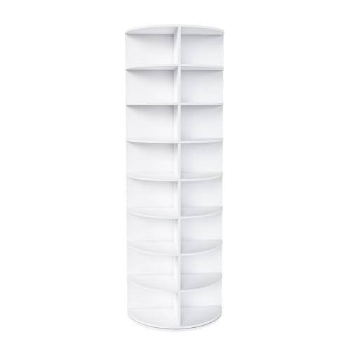 Image of Leavader Rotating Shoe Rack Tower, 8-Tier Spinning Storage Rack, Free Standing 360 Revolving Shoe Organizer, Holds 32 Pairs of Shoes