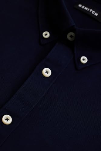 Image of SNITCH Men Casual Shirt College Wear | Slim Fit Full Sleeve Button-Down Collar Plain Style | Breathable Cotton Twill Fabric & Smooth Texture for Everyday Use
