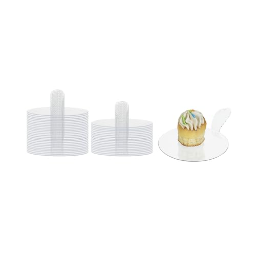 Restaurantware 3 x 3 x 1 Inch Round Appetizer Plates 100 Disposable Pastry Plates - Built-In Handle Premium Clear Plastic Dessert Plates with Handle Durable Serve Appetizers Or Desserts