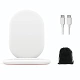 Google Wireless Charger Stand Pixel 3, Pixel 3XL - White - Includes Extra 5 FT Charging Cable and Carrying Pouch - Fast Charging, Compatible with Google Pixel Series & Other Qi-Enabled Devices