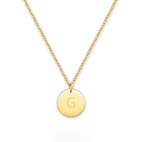 GD GOOD.designs Kette mit Buchstabe G Gold 18 Karat - Wasserfest I Goldkette für Damen mit A-Z Anhänger I Initial Buchstabenkette - Valentinstag-Geschenk für Sie und Ihn