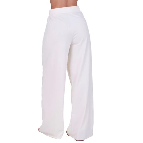 Calça Feminina Wide Leg Pantalona Cintura Alta com Bolso de Moletinho Inverno (BR, Alfa, M, Regular,