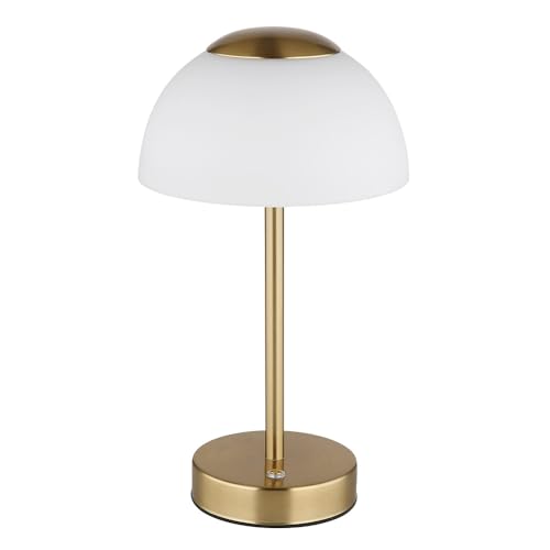 Lámpara de mesa LED, altura de 31 cm, color latón, blanco, cristal, metal, regulable