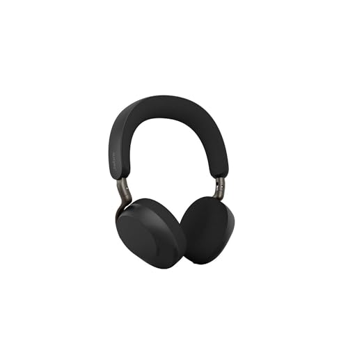 Image of Jabra Evolve3 75 On-Ear Wireless Bluetooth Headset with Mic and Wireless Charging Stand for Work, USB-C, AI Voice Call Technology, Advanced ANC, 22-Hour Battery, Works with Online Meeting Apps, Black