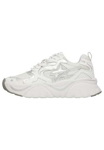 w6yz Zapatillas Deportivas de Ante y Tejido técnico, Blanco-Plata-Blanco 36