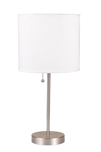 Lámpara de mesa ORE SH-8312D acero cepillado con pantalla blanca miniatura 1