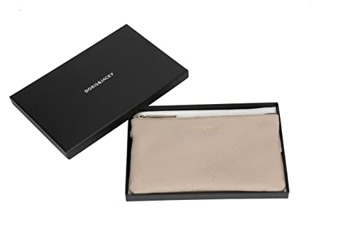 DORIS&JACKY Clutch aus Ziegenleder, mit Handgelenk, niedlich, klein, mit Riemen, 4-grau, Middle, Ziegenleder grau