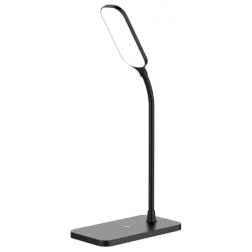 Pluuttiem Lámpara Escritorio LED de 15 W, Lámpara Escritorio con Carga Inalámbrica, Luz Ajustable, Protección para Ojos, Lámpara de Escritorio Flexible con Activación Táctil, Color Negro