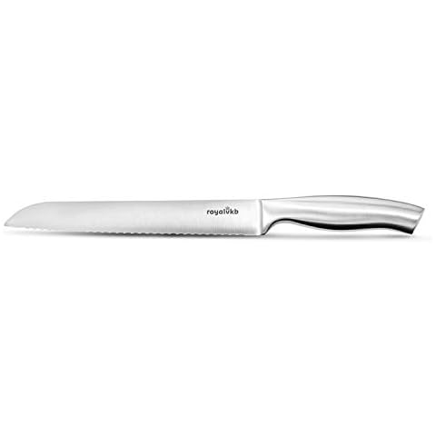 ROYALVKB KN0415 33cm Bread Knife, Stainless Steel, Ergonomic Handle, Dishwasher Safe, Perfect For Slicing & Cutting Cover