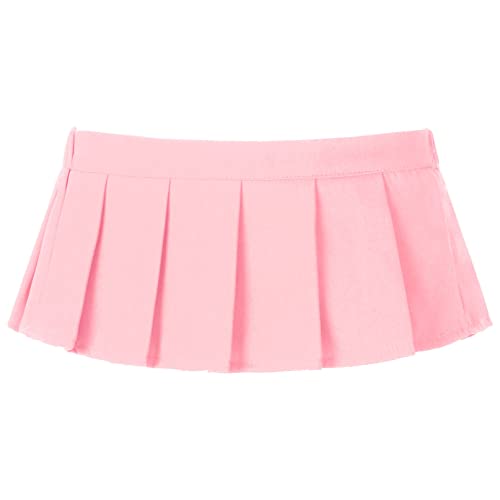 YiZYiF Women's Plaid Schoolgirl Short Skirt Bodycon Club Lingerie Pleated Mini Dress Pink A One Size