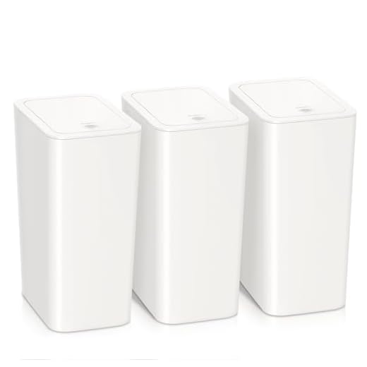 SHPMXUPW 3 Pack Bathroom Small Trash Can with Lid,10L / 2.6 Gallon Slim Garbage Bin Wastebasket with Pop-Up Lid for Bedroom, Office, Kitchen, Craft Room, Fits Under Desk/Cabinet/Sink/White