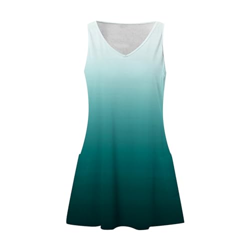 Image of Summer Dresses for Women 2026 Casual V Neck Sleeveless Sundresses Boho Beach Tank Dresses with Pockets