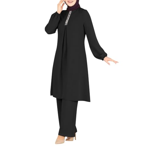 Robe abaya dubaïote haut de gamme pour femme musulmane en ensemble 2 pièces