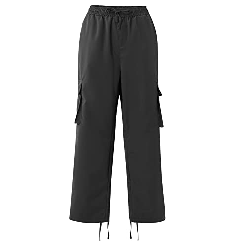 Cotton Cargo Trousers for Men,Solid Elastic Waist Straight Leg Slacks Slim Fit Bottoms Drawstring Pants for Men4