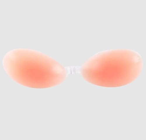 Sutiã Sutien Silicone Levanta Realça Seio Sem Alça Invisível (BR, Alfa, M, Regular, Bege)