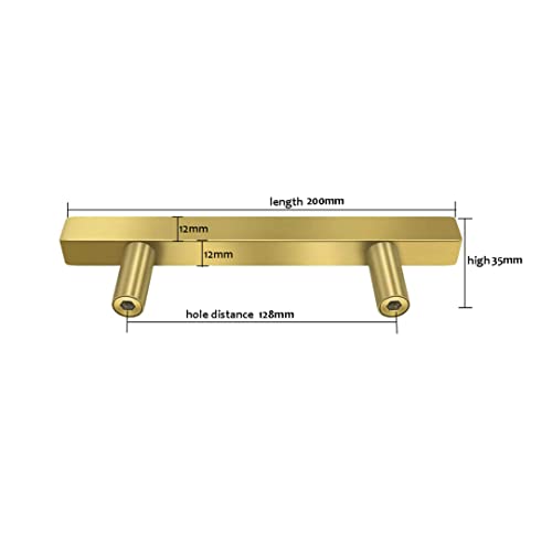 SYDARSYN 2 Pcs Gold Cupboard Handles Stainless Steel Square T Bar Cabinet Handles Kitchen Drawers Knobs Pull Handles Furniture Bathroom Door Handles 128mm - Image 2