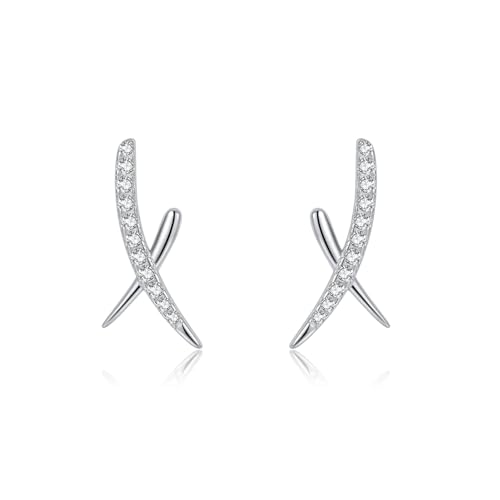 Pendientes X de plata 925 con circonitas el regalo ideal para chicas