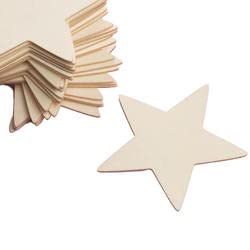 Factory Direct Craft Package Of 24 Unfinished Wood Classic Star Cutouts | Wooden Cutouts For Crafts And Diy Projects | Size: 3-1/2" W X 3-1/2" H #TOP6