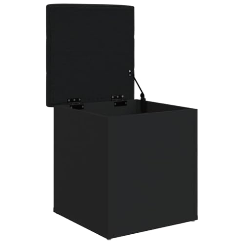 Banc de rangement noir en bois 42cm avec couvercle rabattable
