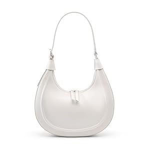 MoreFarther Leather Shoulder Handbags for Women, Classic Crescent Bags with Adjustable Strap and Zipper Closure, Convertible Hobos Crossbody Bag for Work School Travel