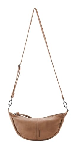 Sac demi-lune My Old Friend en cuir souple caramel aux finitions soignées
