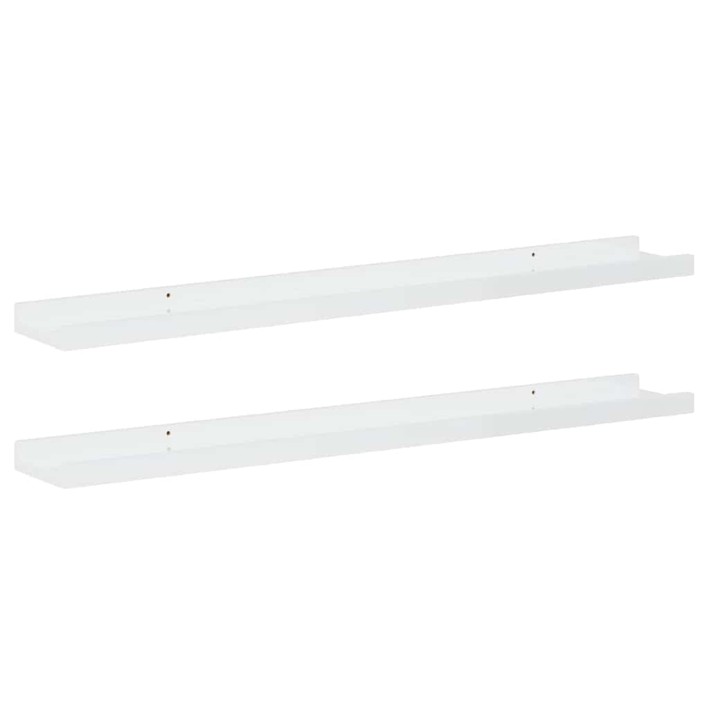 Lot de 2 étagères murales flottantes en MDF blanc brillant - 80 x